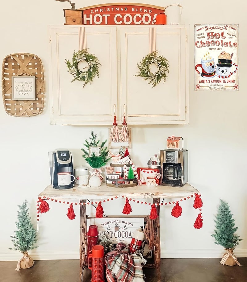Joyline Vintage Christmas Decor Gifts Rustic Mrs Claus Hot Chocolate Santa's Favorite Drink Tin Sign for Home Farmhouse Kicthen Cafe Bar Wall Decor 8 x 12 inches (3239) - Image 5
